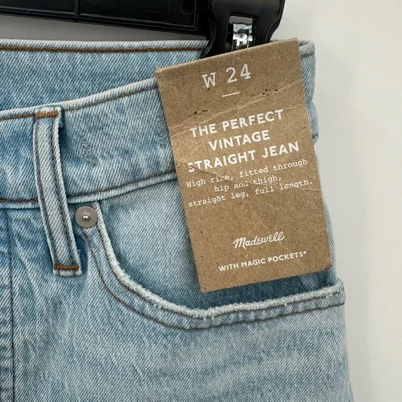 Madewell Women's The Perfect Vintage Straight Jean in Westanna Wash size 24 - Picture 4 of 7
